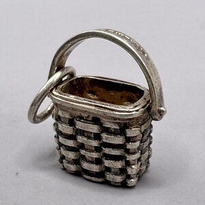 Brown County Baskets Maple Splint Basket Pendant Moving Handle Sterling Silver